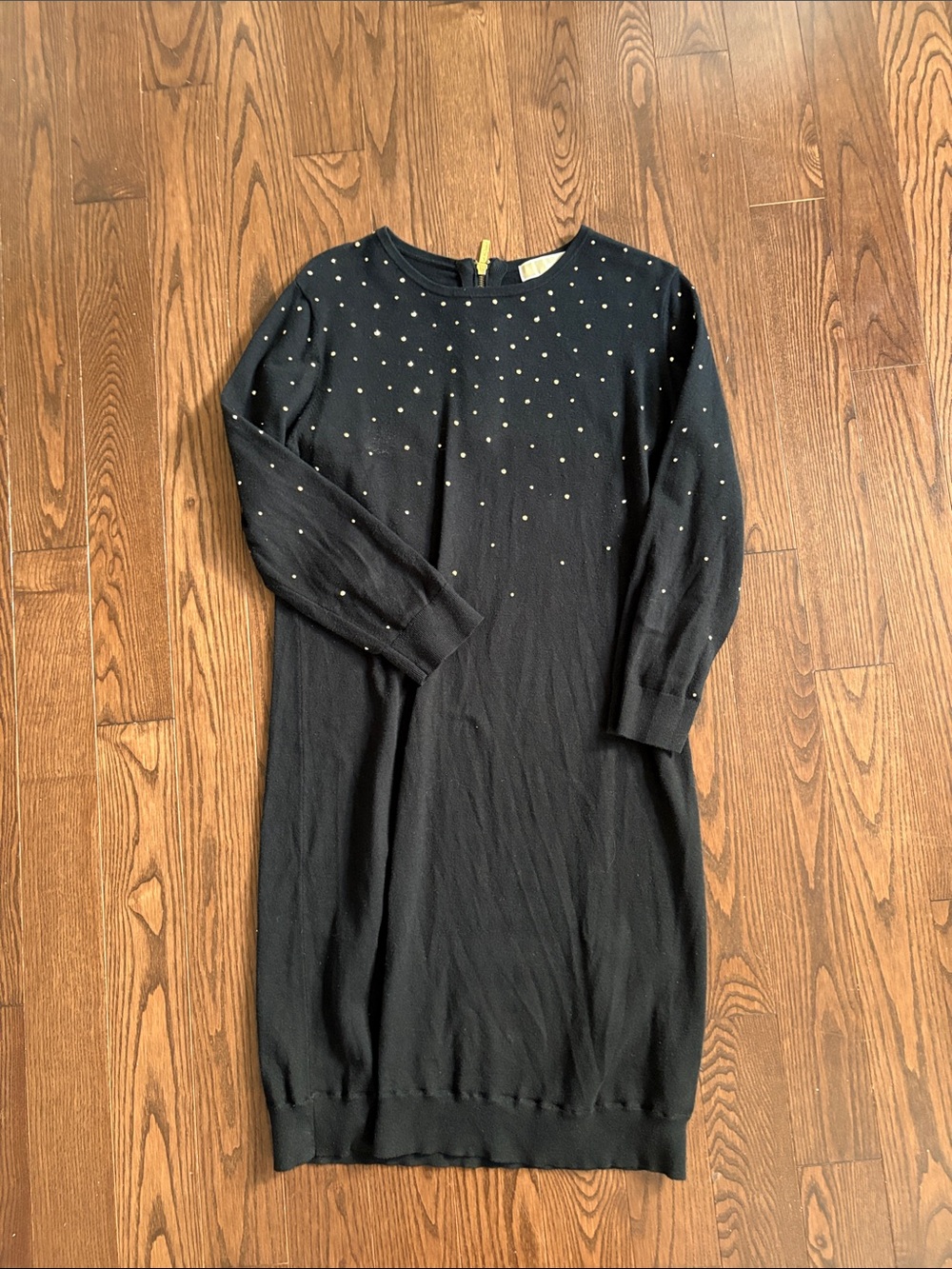 Michael Kors Black Studded Crewneck Sweater Dress